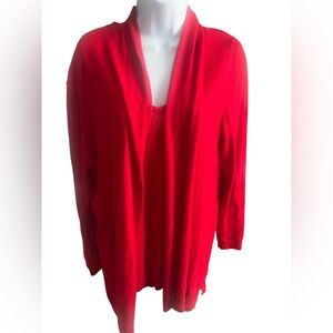 Creation Red Sleeveless V neck Blouse with matching sweater 8
